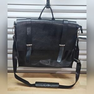 VELEZ Designer Leather Laptop & Document Shoulder Carryall – Black – Luxury